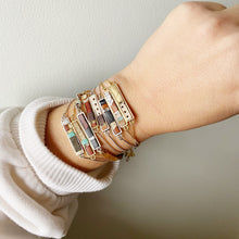 Load image into Gallery viewer, Boho Bolo Bracelet - Tiny Pieces of Recycled- Upcycled Leather on Silver Adjustable Bolo Chain