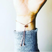 Load image into Gallery viewer, Boho Bolo Bracelet - Tiny Pieces of Recycled- Upcycled Leather on Silver Adjustable Bolo Chain