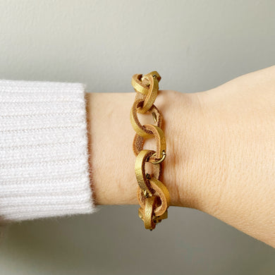 Leather Chain Bracelet - Gold